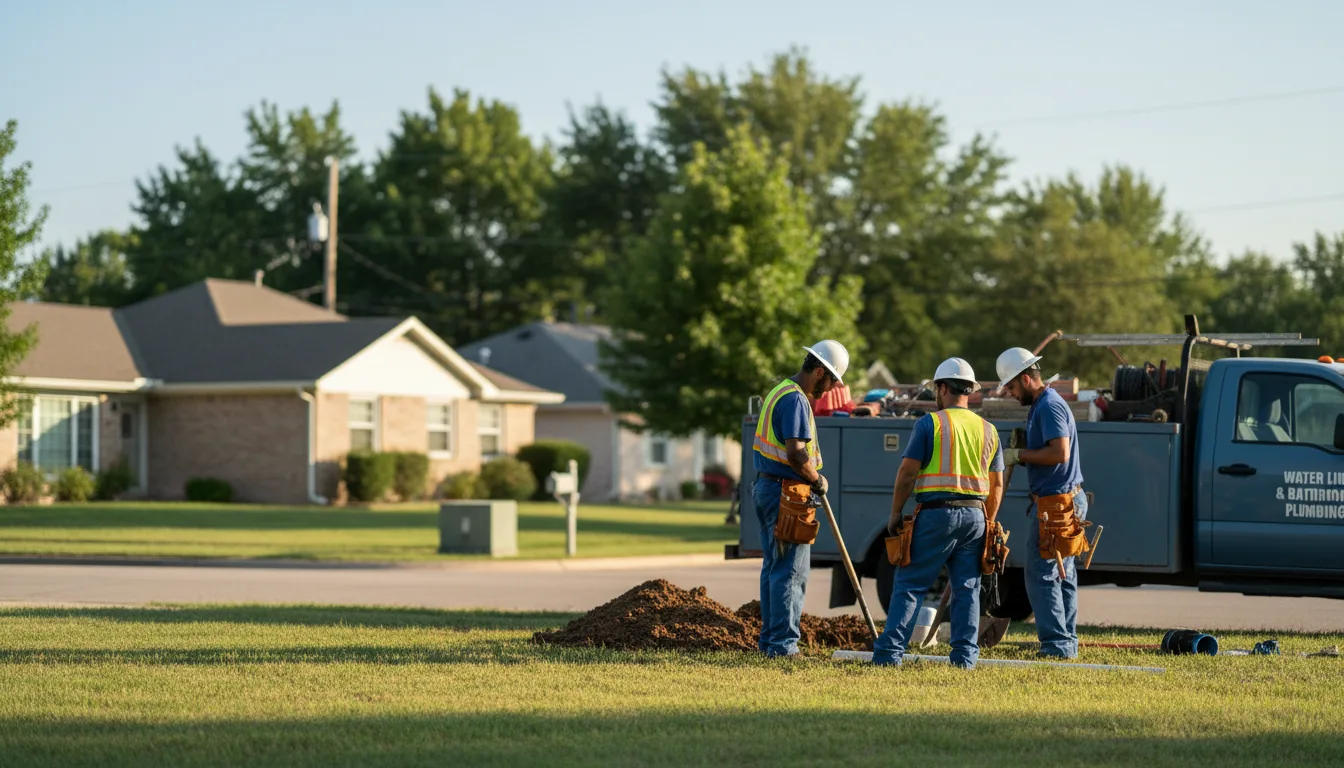 Residential water line and bathroom plumbing service in Rocky, OK